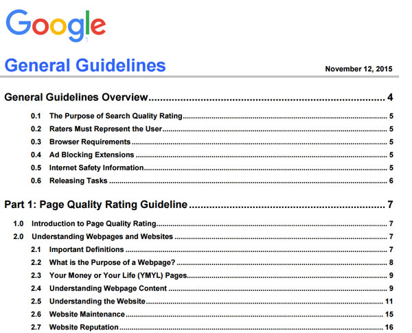 Update 2015 Google Search Quality Rating Guidelines